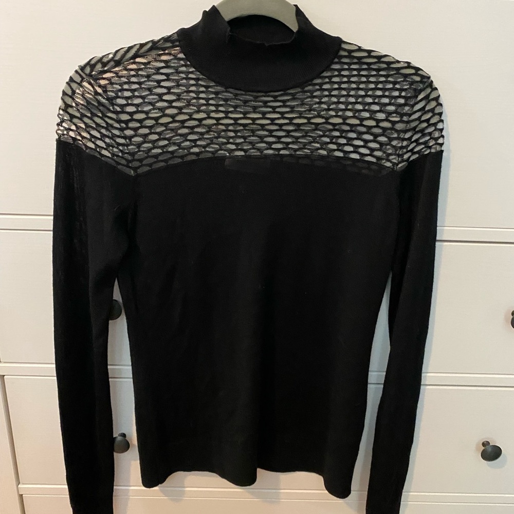 Bailey 44 Black Mesh Turtleneck